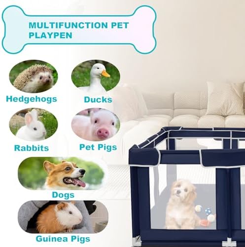 Dog Playpen 50 × 50 inch, Puppy Playpen with Bottom, 32 Inch Height Pet Playpen