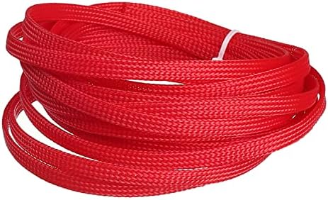 Othmro 16.4ft PET Flexible Expandable Braided Cable Sleeves 0.23inch Width Wire Loom Sleeving and Organizer Flexible Wire Mesh Sleeves for TV Audio PC Cords from Pets Chewing Red