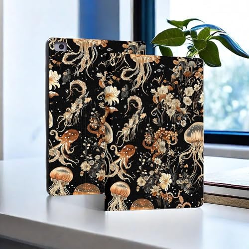 for Microsoft Surface Pro 11/10/9-13" 2024/2022 Tablet Case,Auto Wake/Sleep,Adjustable Stand Protective Cover - Golden Jellyfish Floral
