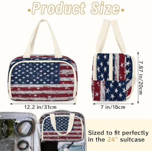 American Flag Travel Toiletry Bag for Women