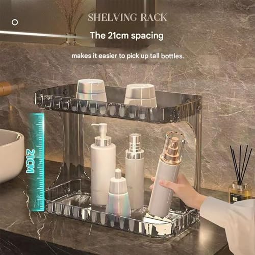 Double Deck Bathroom Shelf Strong Frame PET Easy Installation Space Saving Storage Rack