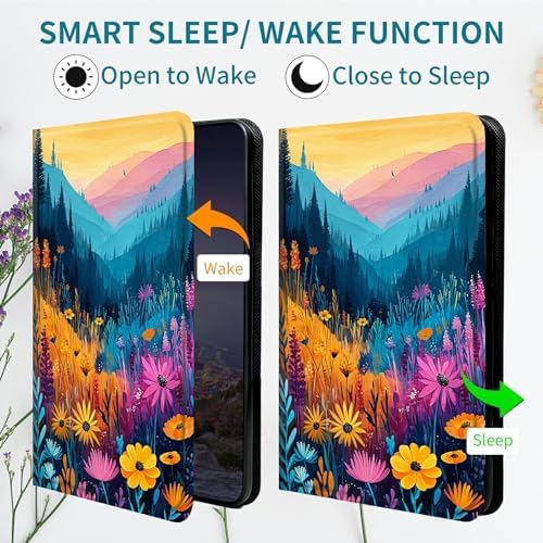 Case for Samsung Galaxy Tab S6 Lite 10.4" 2024/2022/2020, 360 Degree Rotating Stand with Multi-Angle Vertical & Horizontal Viewing Shockproof Shell for Women Men, Mountain Wildflowers
