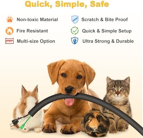 Cord Protectors from Pets no Chew, 10ft Cord Covers for Pets, 1Inch Wire Covers for Cords, Cable Management for USB, Power, Audio and Video Cords