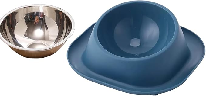 No Spill Cat Bowl Ant Proof Cat Dish for Kitten Pet Dog Small Animals Blue S
