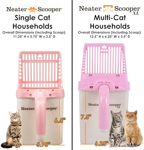Neater Pet Brands Neater Scooper Standard Cat Litter Scoop, 195 Refill Bags – Mess-Free Cat Litter Scooper with Bag, Spill-Proof Kitty Box Sifter, Bin Doubles as Scoop Holder, For Single-Cat Household