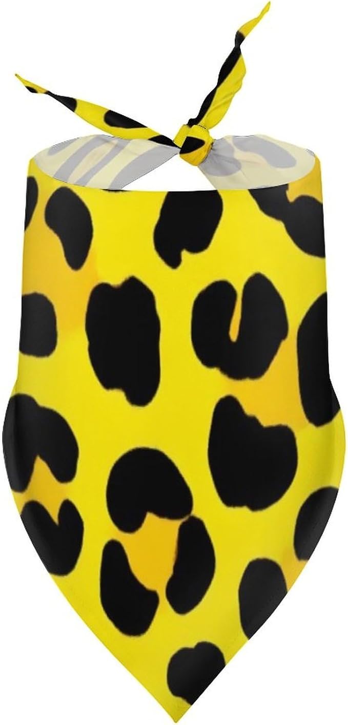Soft and Lightweight Pet Accessories Scarf Animal Skin Cheetah Leopard Leather Print Yellow for Small, Medium, Large Dogs and Cats Travel, Beach Vacation, Daily Use