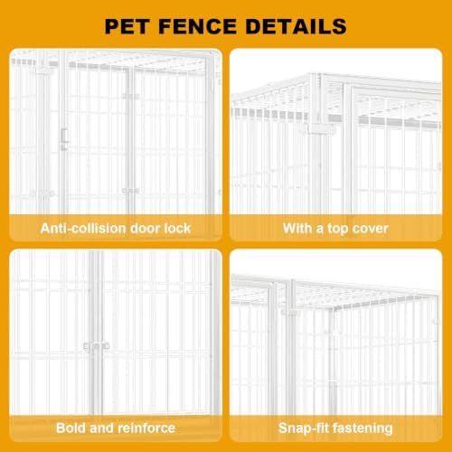 48 Inch Puppy Playpen Easy Assemble Dog Cage (Black/White) | 48 Inch heavy-duty wire dog playpen with foldable design for small pets; simple setup, versatile placement, protects floors