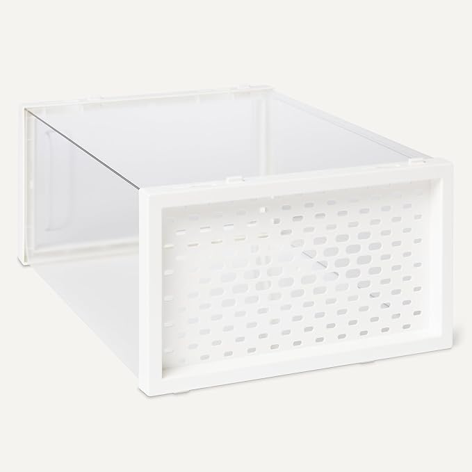 Amazon Basics Stackable and Foldable Clear Shoe Storage Organizer Box, Small, 12-Pack