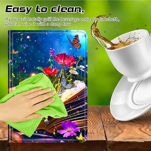 Universal Tablet Case for T-Mobile Revvl Tab 2 10.1" 2025/Revvl Tab 5G 10.36" 2023, 360 Degree Rotating Kickstand Protective Stand PU Leather Shell Cover for 9"-10.5", Book Flower