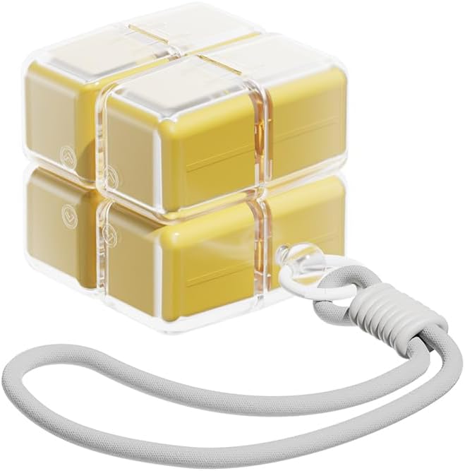 Travel Pill Organizer,Magnetic Cube Cute Pill Box,Pill Compact with 8 Compartment,Vitamin Cases Organizers 7 Day for Vitamins & Supplements(Yellow)
