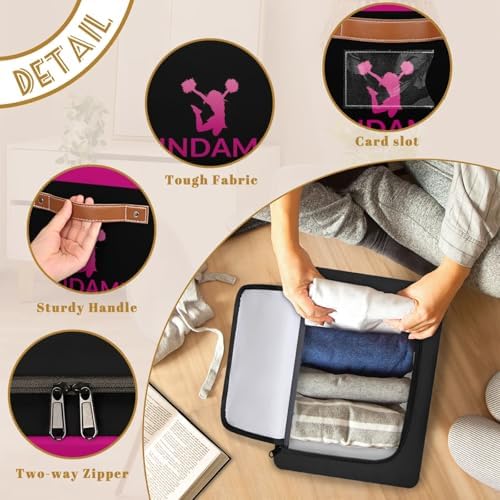 Custom Storage Basket with Zipper Lid, Cheerleader Foldable Fabric Storage Boxes Decorative Closet Shelves Clothes Organizer Container Cubes with Handle 1PCS