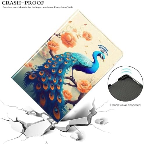 for Samsung Galaxy Tab S9 Plus/S9 FE Plus 5G 12.4 Inch 2023 Tablet Case,Premium Leather Folio Stand Auto Wake/Sleep,Multiple Viewing Stand,Floral Peacock