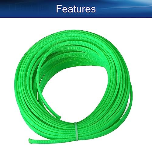 Bettomshin 1Pc 32.8Ft(10m) Cable Management Sleeve, 3/8"(10mm) Width PET Fluorescent Green Cord Protector, Wire Loom Tube Insulated Split Sleeving for USB Cable Power Cord Organizer Video Cable Hider