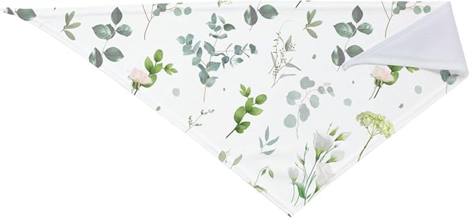 Sage Green Dog Bandana,Adjustable Triangle Bibs Dogs Scarf,Puppy Neckerchief Dog Cat Bib for Spring Summer (Light Green on White)