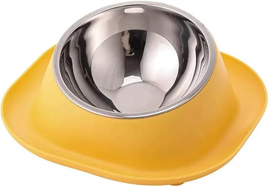 No Spill Cat Bowl Ant Proof Cat Dish for Kitten Pet Dog Small Animals Yellow S