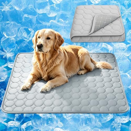 2026 Arc-Chill Upgraded Dog Cooling Mat Q-Max>0.4 Pet Cooling Pad | Non-slip Dog Bed Mats Washable Cooling Mat for Dogs Cats Instant Cool Relief for Indoor Floor Sofa, Outdoor Garden& Car Seats