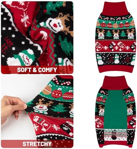 cyeollo Ugly Dog Christmas Sweater Xmas Outfit for Small Dogs, Reindeer, M