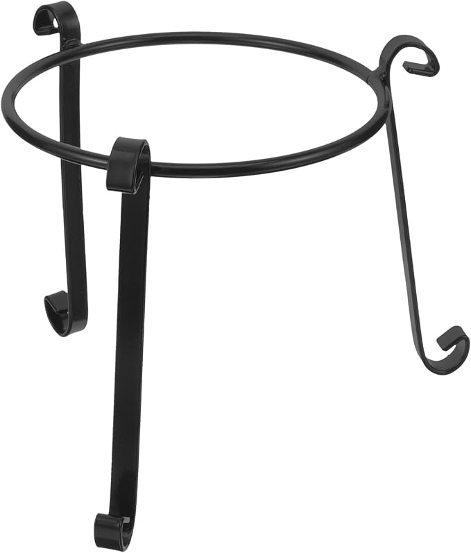 SEWACC Iron Flower Pot Stand for Patios and Front Porches, Practical Iron Flowerpot Holder Good Stability, Black Metal Plant Shelf for Fairy Garden and Succulent Display