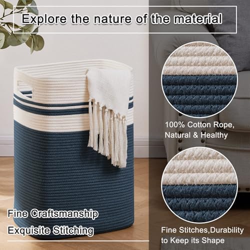 OIAHOMY Laundry Hamper Collapsible Laundry Basket Clothes Organizer Blue