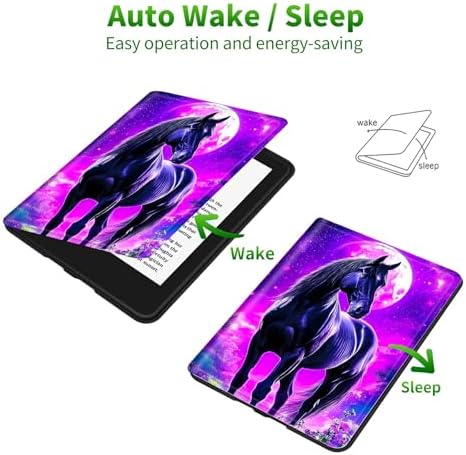 for Samsung Galaxy Tab A 10.1" 2016 SM-T580/T585/T587 Case | Slim Leather Smart Cover with Multi-Angle Anti-Slip Stand [Auto Wake/Sleep] Shell for Women Men - Purple Black Horse