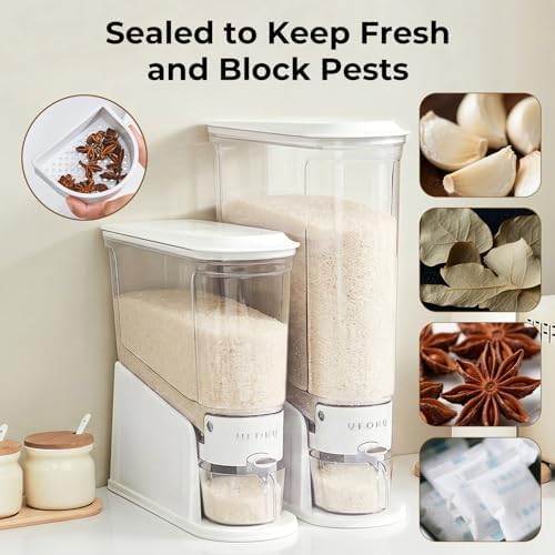 UFORU Slim Rice Dispenser 22 LB,Clear Rice Storage For Small Spaces