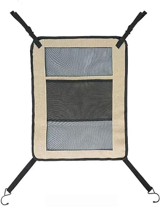 Dog Car Barrier for VW Caddy 2003-2020, Seat Separator Dogs Kids 2 in 1 Mesh Pet Travel Safety Divider Storage Pockets Kid Partition Seat Blocker,Beige