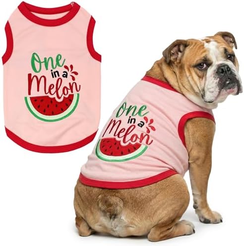 Parisian Pet Dog Shirt – 100% Cotton Shirts for Large Dogs – Pullover Sleeveless Puppy Vest – Breathable Cute Watermelon Pet Apparel – Pink Summer Dog Clothes - Stretchy T Shirts for Dogs