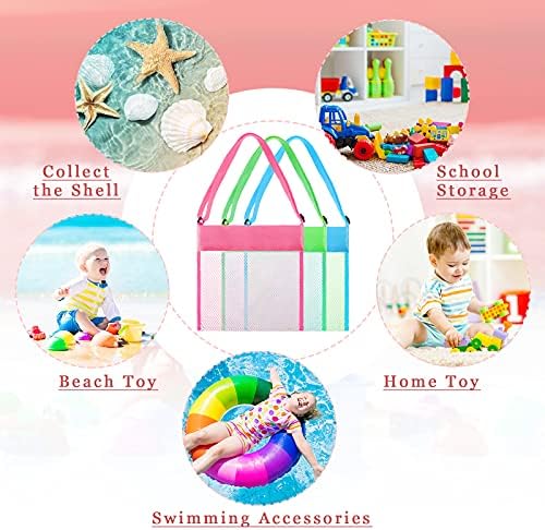Frienda 15 Pack Mesh Beach Tote Bag | Seashell Bags, Bag Organizer Toys for Holding Beach Children' Toys Market Picnic