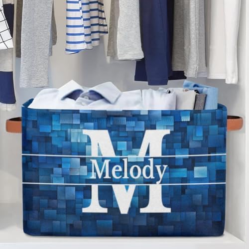Custom Initial Letter Storage Basket, Dark Blue Geometric Books Shelf