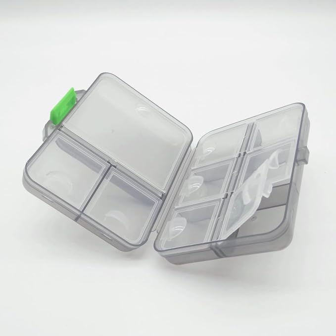 Large Pill Organizer Case, Weekly Vitamins Dispenser Container | Daily Travel Fish Oil Supplement Medicine Reminder Planner with Anti-Mixing Wide Openings Design, Easy to Retrieve Meds, Grey