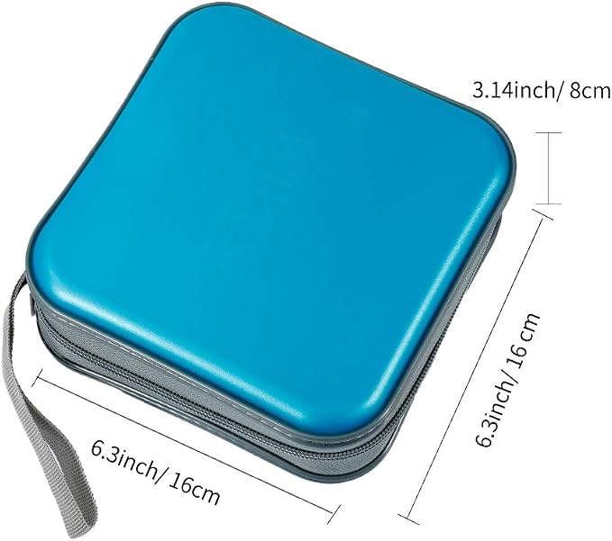 CD Case, 40 Capacity CD DVD Case Wallet Holder Portable Disc VCD Heavy Duty Binder Storage Organizer (Sky Blue)