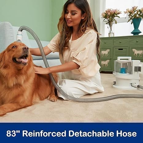 Pet Grooming Kit with 3.4L Oversized Vacuum Suction - 99% Pet Hair Removal - Professional Dog Clippers & Shedding Tools for Cats, Teddy, Poodle, Golden Retrievers (White-Orange)