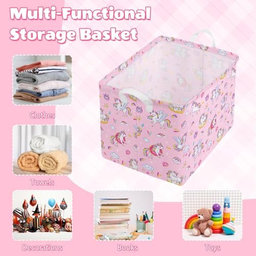 Collapsible Storage Basket Collapsible Fabric Laundry Basket with Handles | Spacious 15.7"×11.8"×11.8" size Folding Design Easy to Store Sturdy Fabric with Reinforced Handle Easy to Clean