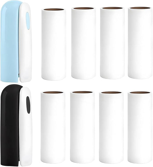 Mini Travel Lint Roller with 300 Sticky Sheets, Compact Portable Pet Hair Remover with Cover for Clothes, Travel, Small Foldable Lint Roller for Purse Car Bag Essentials (Black and Blue)