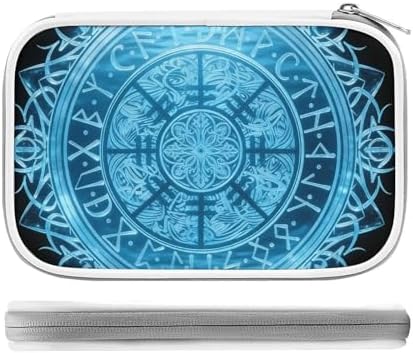 Women's Simple Thin Pencil Case Waterproof And Portable Perfect Organizer Box Bue Circle Viking Vegvisir Runic Compass
