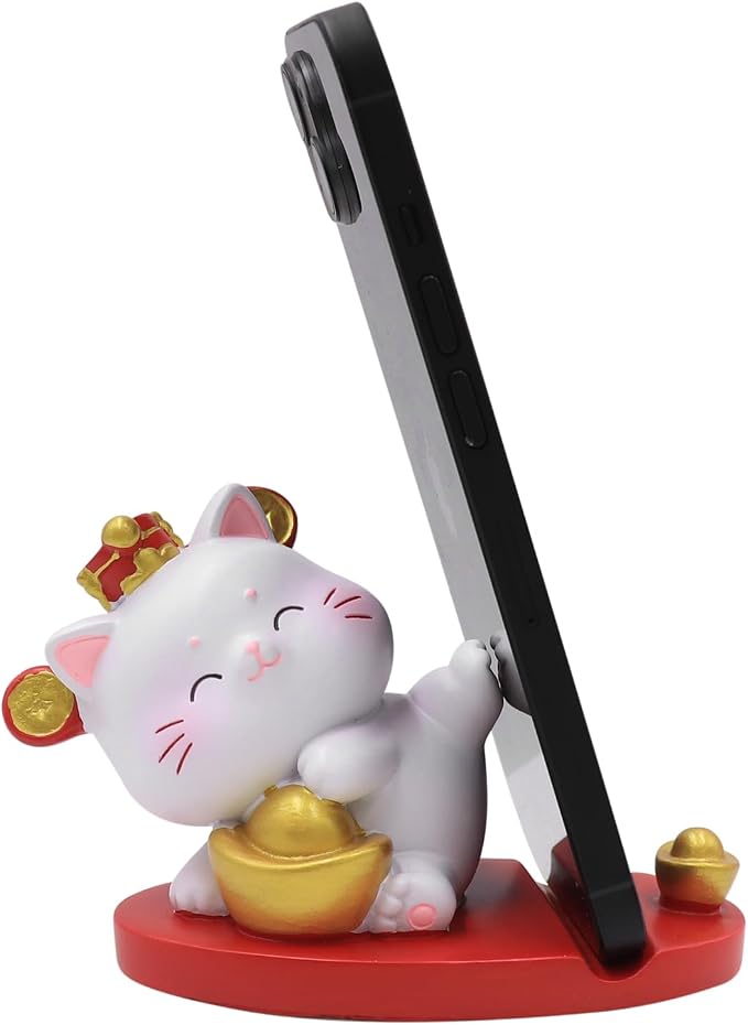 Cute Cat Phone Holder Desk Ornament Kawaii Phone Stand Universal Desk Phone Stand for All Mobile Smartphones Tablets