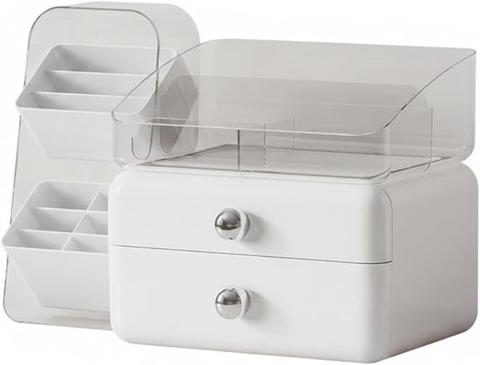 Desktop Storage Organizer with Compartments, PET Plastic Caddy for Office Supplies and Vanity Accessories, Open-Top Unit (1 PC)