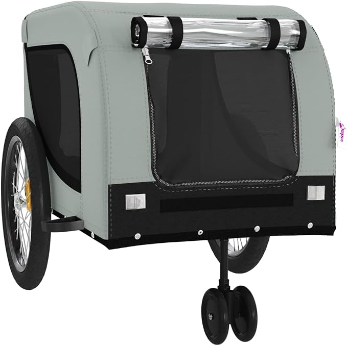 Pet Bike Trailer for Small Dogs, Foldable Bicycle Cargo Trailer with Mesh Windows and Reflectors, Sturdy Iron Frame Oxford Fabric Carrier, 49.2 x 24.8 x 26.0 in