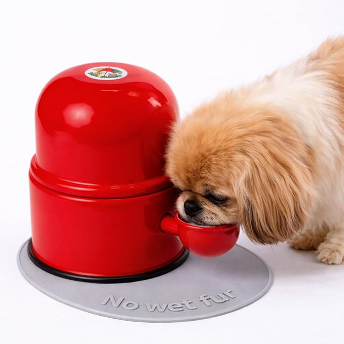 Pet Water Dispenser for Dogs and Cats, 47.3 oz – Gravity-Fed Aluminum Water Bowl, Prevents Wet Fur, Provides Continuous Fresh Water, Electrostatic Coated Finish, Vida Mansa (Red)