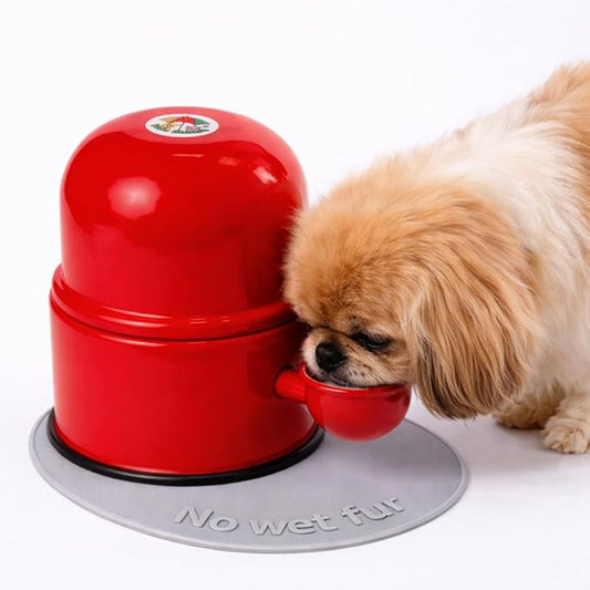 Pet Water Dispenser for Dogs and Cats, 47.3 oz – Gravity-Fed Aluminum Water Bowl, Prevents Wet Fur, Provides Continuous Fresh Water, Electrostatic Coated Finish, Vida Mansa (Red)