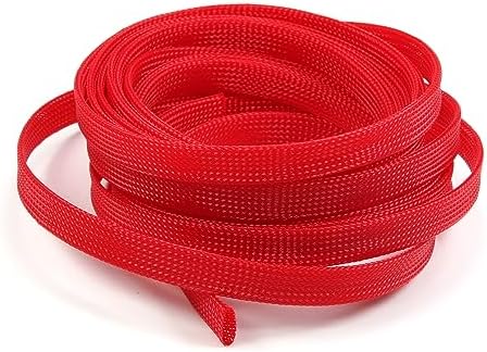 Othmro 5m/16.4ft PET Expandable Braid Cable Sleeving Flexible Wire Mesh Sleeve Red,for TV Audio PC Cords Protect from Pets Chewing