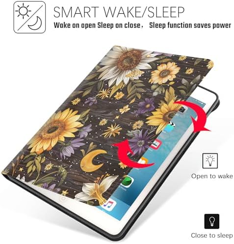 Tablet Case for iPad Pro 13 Inch M5/M4 (2025/2024,8th/7th Generation),Shockproof Protective Cover with Stand,Auto Wake/Sleep,Sunflower Moon Floral