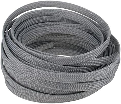 Bettomshin 1Pc 32.8Ft(10m) Cable Management Sleeve, 5/16"(8mm) Width PET Grey Cord Protector, Wire Loom Tube Insulated Split Sleeving for USB Cable Power Cord Organizer Video Cable Hider