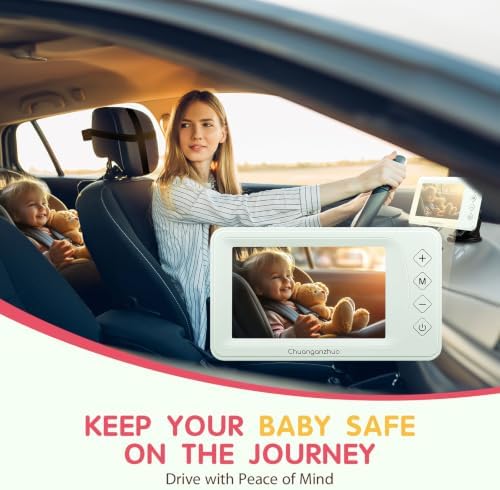 S100P Baby Car Camera with Ultra Night Vision, 5'' HD 1080P IPS Baby Car Monitor with 3X Zoom, Backseat/Carseat/Rear Seat Camera USB, Easy No-Damage Install, Safety for Infants and Pets (5 inch Green)