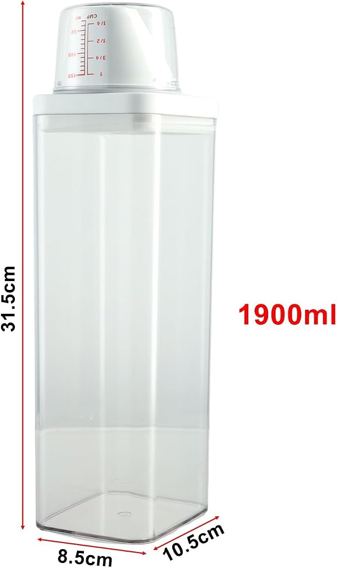 Laundry Detergent Container 1900ml Airtight Powder Storage Box with Measuring Cup Leak for proof Dispenser for Liquid Soap Cleaning Supplies Large Capacity Kitchen Organizer(1500ml)