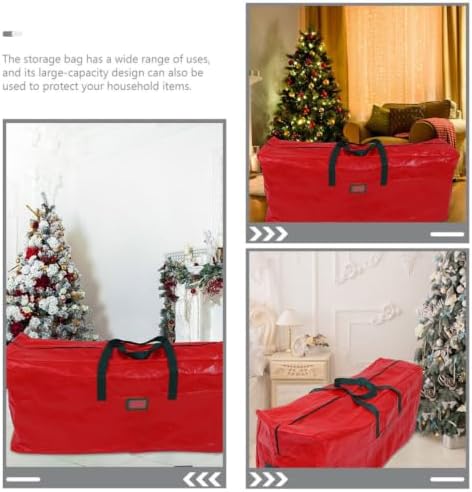 Sewroro Large Capacity Christmas Tree Storage Bag with Moisture Resistance and Sturdy Pet Non-woven Fabric, Red Tree Storage Pouch with Zipper and Carry Handles for Holiday Organization