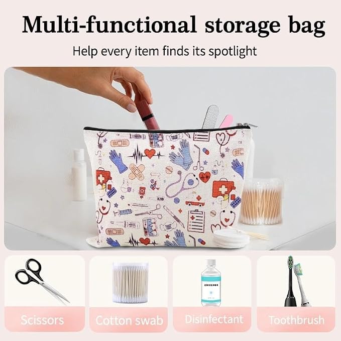 Family Medicine Travel Bag Small Pharmacy Organizer Medicine Bag Band Aid Ouchie Pouch Nurse Gifts for Nursing Student Pharmacist Dentist Doctor Gifts for Women Emergency Pouch Essential Storage Pouch