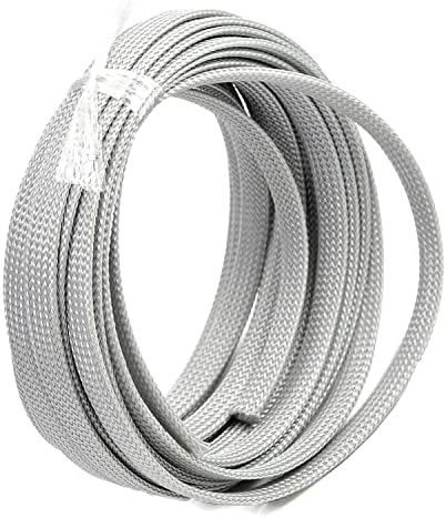 Bettomshin 1Pc 16.4Ft(5m) Cable Management Sleeve, 5/16"(8mm) Width PET Grey Cord Protector, Wire Loom Tube Insulated Split Sleeving for USB Cable Power Cord Organizer Video Cable Hider
