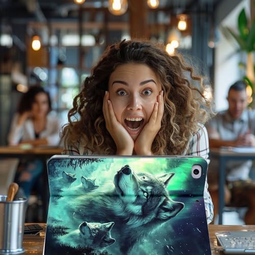 for Microsoft Surface Pro 8-13" 2021 Tablet Case,Auto Wake/Sleep,Adjustable Stand Protective Cover - Wolf Northern Lights