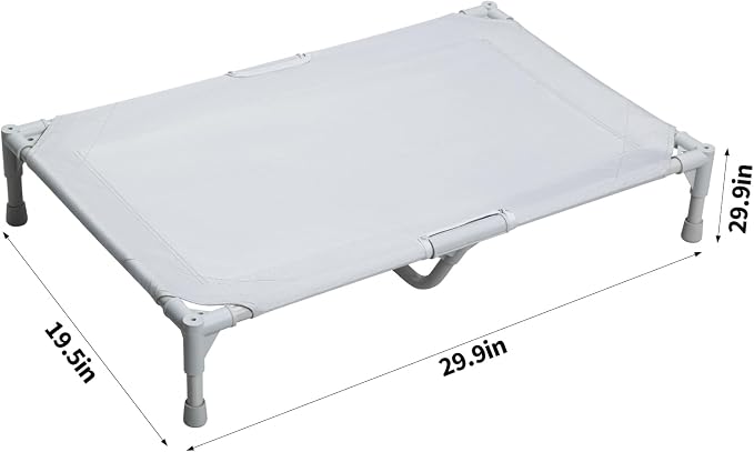 Love&go Elevated Dog Bed with Metal Frame, Cooling Raised Pet Cot for Dog and Cat (M - Grey, Medium-29.9x19.5x5.5 inch)